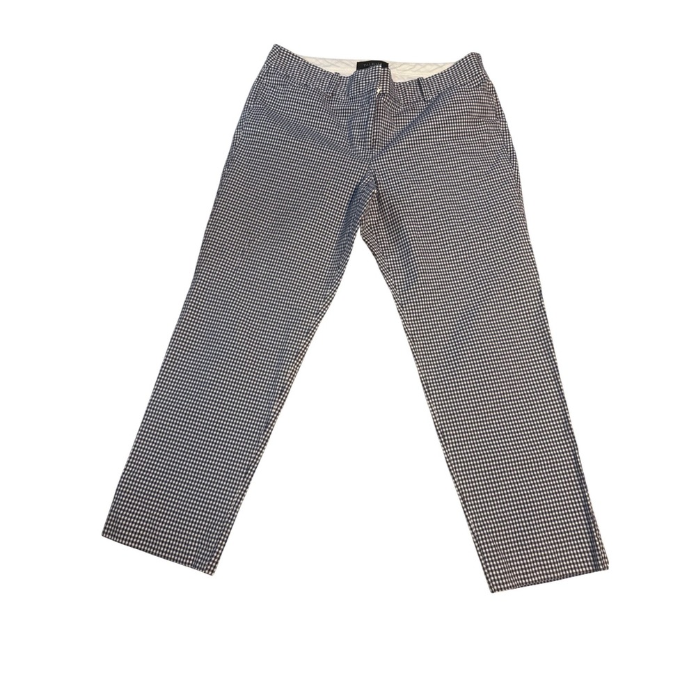 Talbots Petites Navy White Gingham Check Ankle Pants Trousers 10P Slim Leg